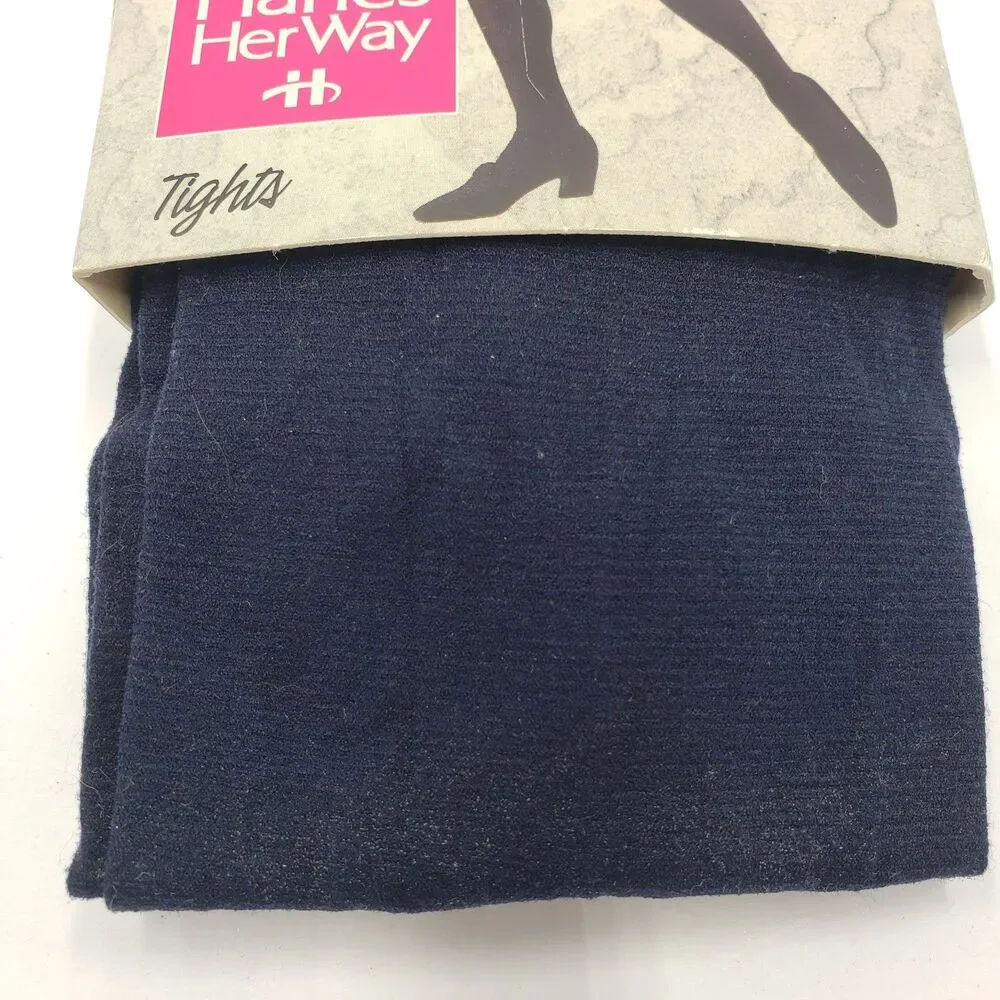 Vintage Hanes Her Way Silky Tights Navy Blue Tall Pantyhose 1996 Olympics NOS
